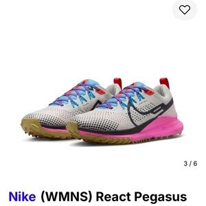 Nike Women's React Pegasus Trail 4 Light Orewood Pink Blue Shoes
